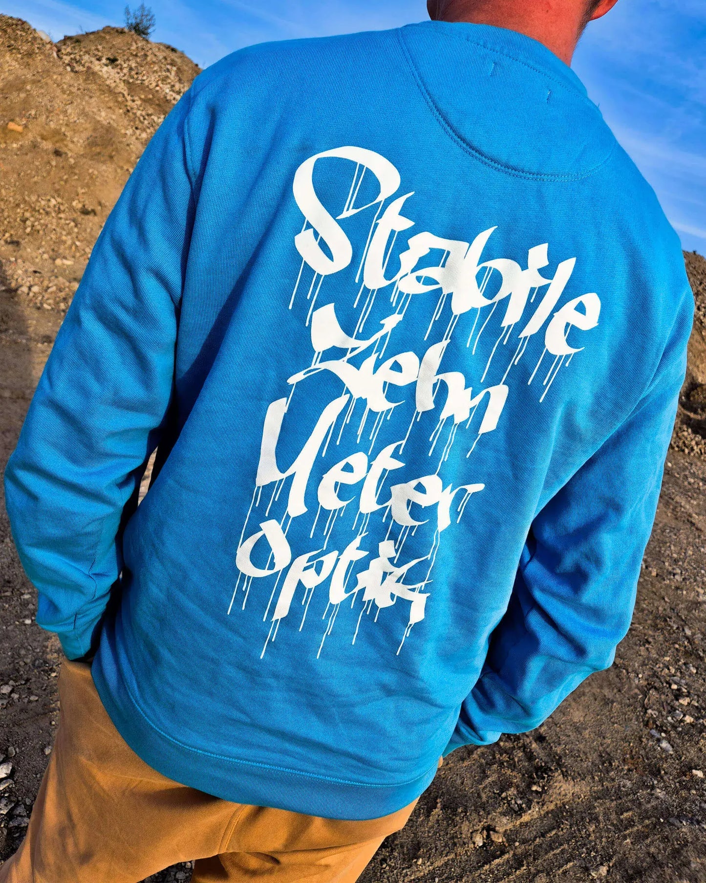 SZMO Stabile Zehn Meter Optik Pullover Crewneck Blau Rückansicht