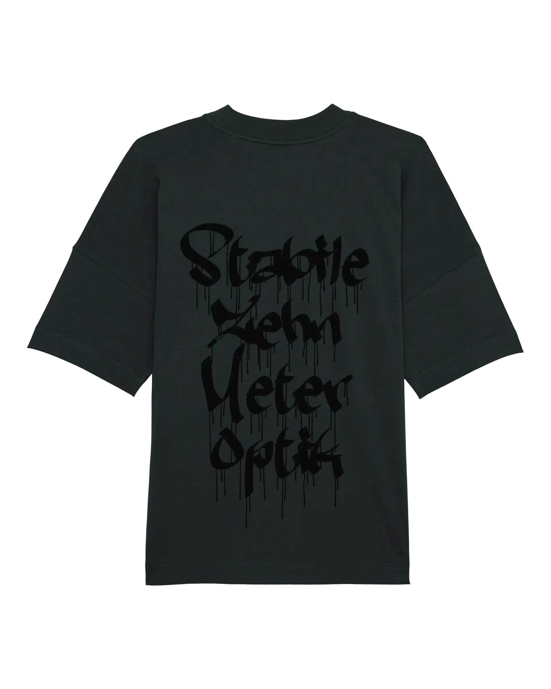 SZMO Stabile Zehn Meter Optik Oversize T-Shirt Schwarz Spruch Tuning Rückansicht Detail