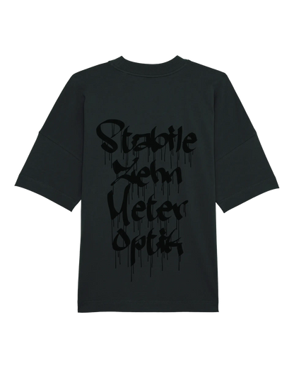SZMO Stabile Zehn Meter Optik Oversize T-Shirt Schwarz Spruch Tuning Rückansicht Detail