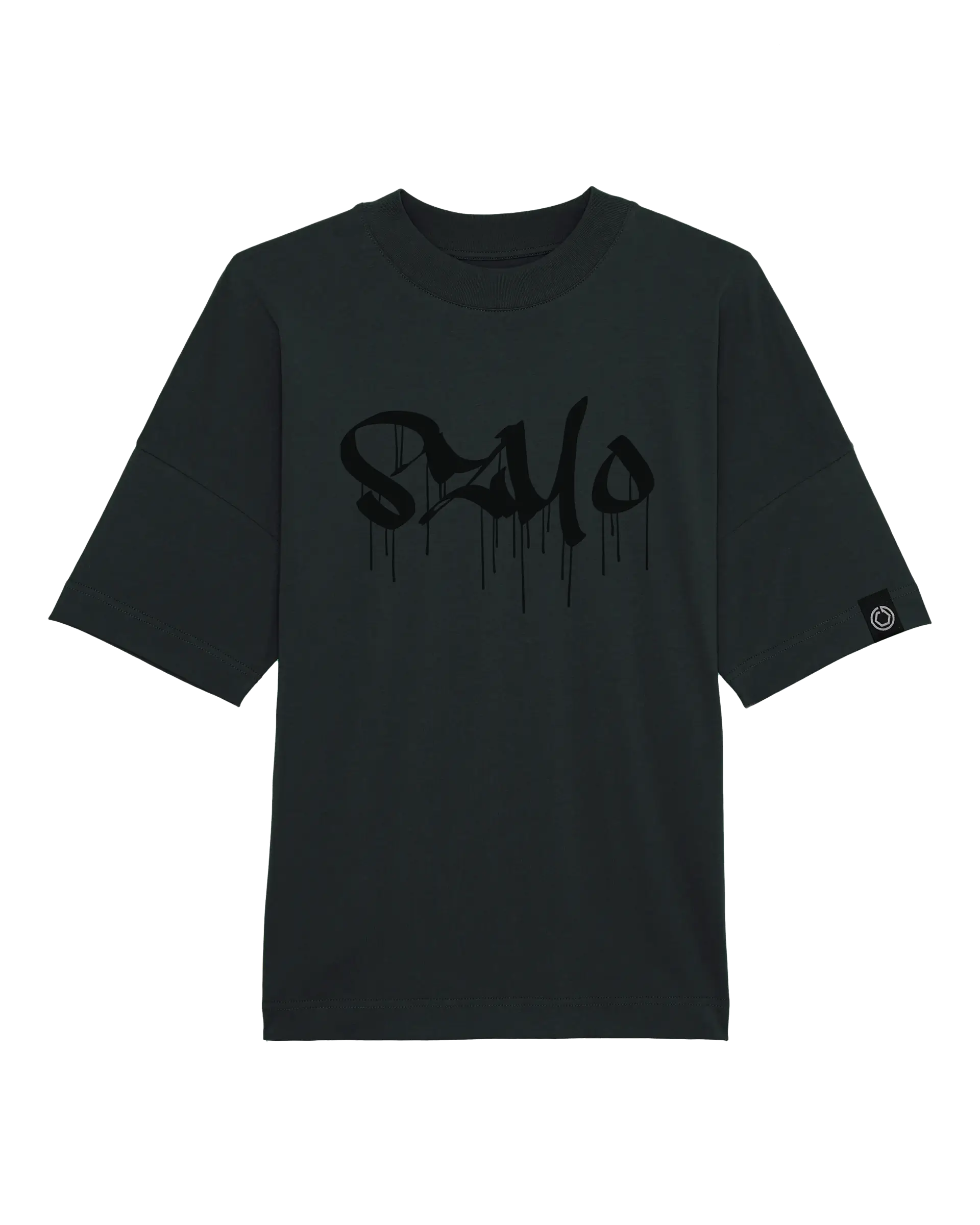SZMO Stabile Zehn Meter Optik Oversize T-Shirt Schwarz Spruch Tuning Vorderansicht Detail