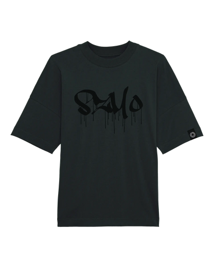 SZMO Stabile Zehn Meter Optik Oversize T-Shirt Schwarz Spruch Tuning Vorderansicht Detail