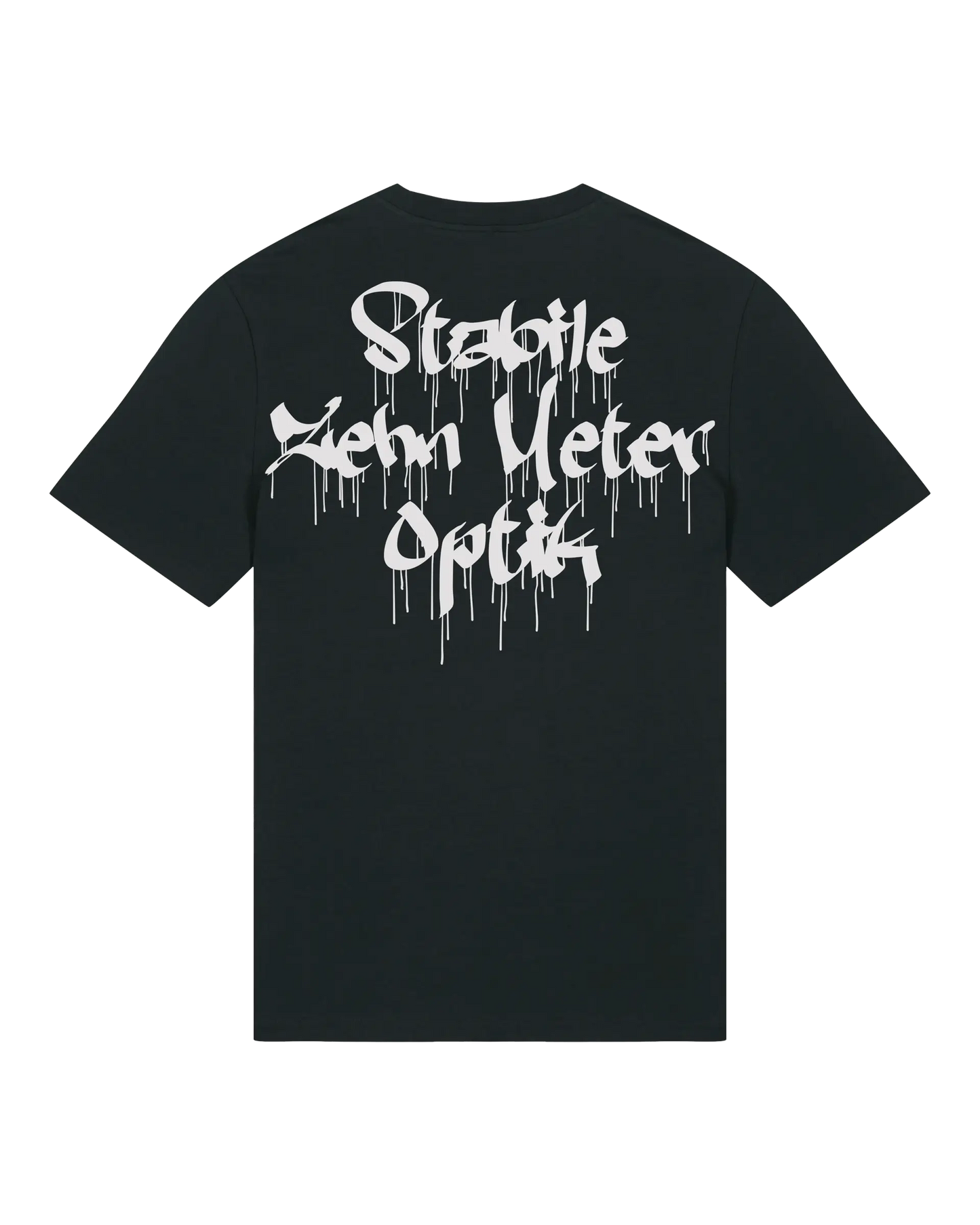 SZMO Stabile Zehn Meter Optik T-Shirt Schwarz Weiß Spruch Tuning Rückansicht Detail