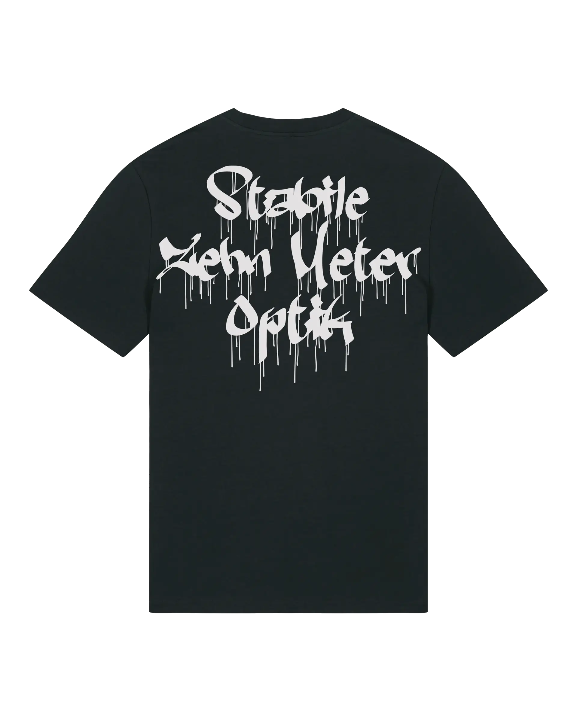 SZMO Stabile Zehn Meter Optik T-Shirt Schwarz Weiß Spruch Tuning Rückansicht Detail