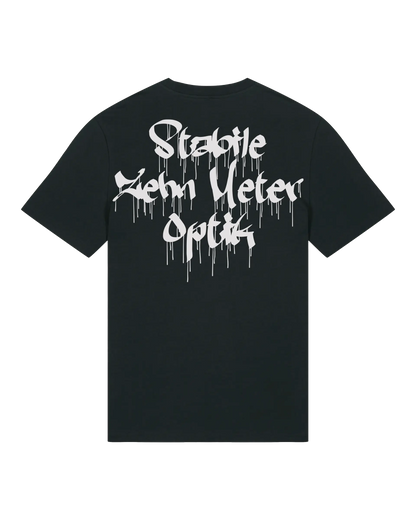 SZMO Stabile Zehn Meter Optik T-Shirt Schwarz Weiß Spruch Tuning Rückansicht Detail