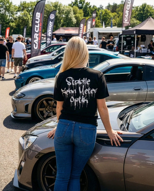 SZMO Stabile Zehn Meter Optik T-Shirt Schwarz Weiß Spruch Tuning Rückansicht