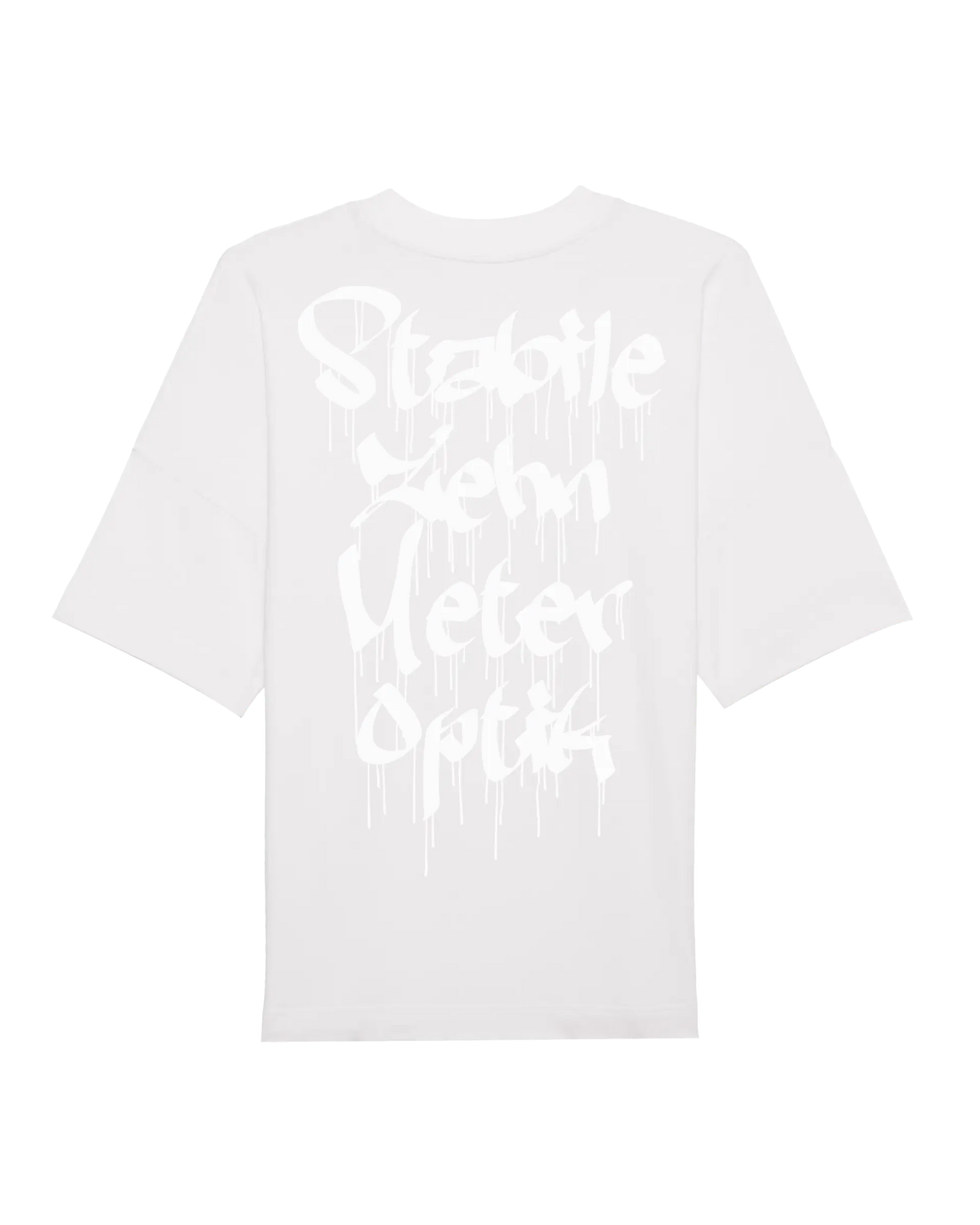 SZMO Stabile Zehn Meter Optik T-Shirt Weiß Spruch Tuning Rückansicht Detail