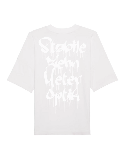 SZMO Stabile Zehn Meter Optik T-Shirt Weiß Spruch Tuning Rückansicht Detail