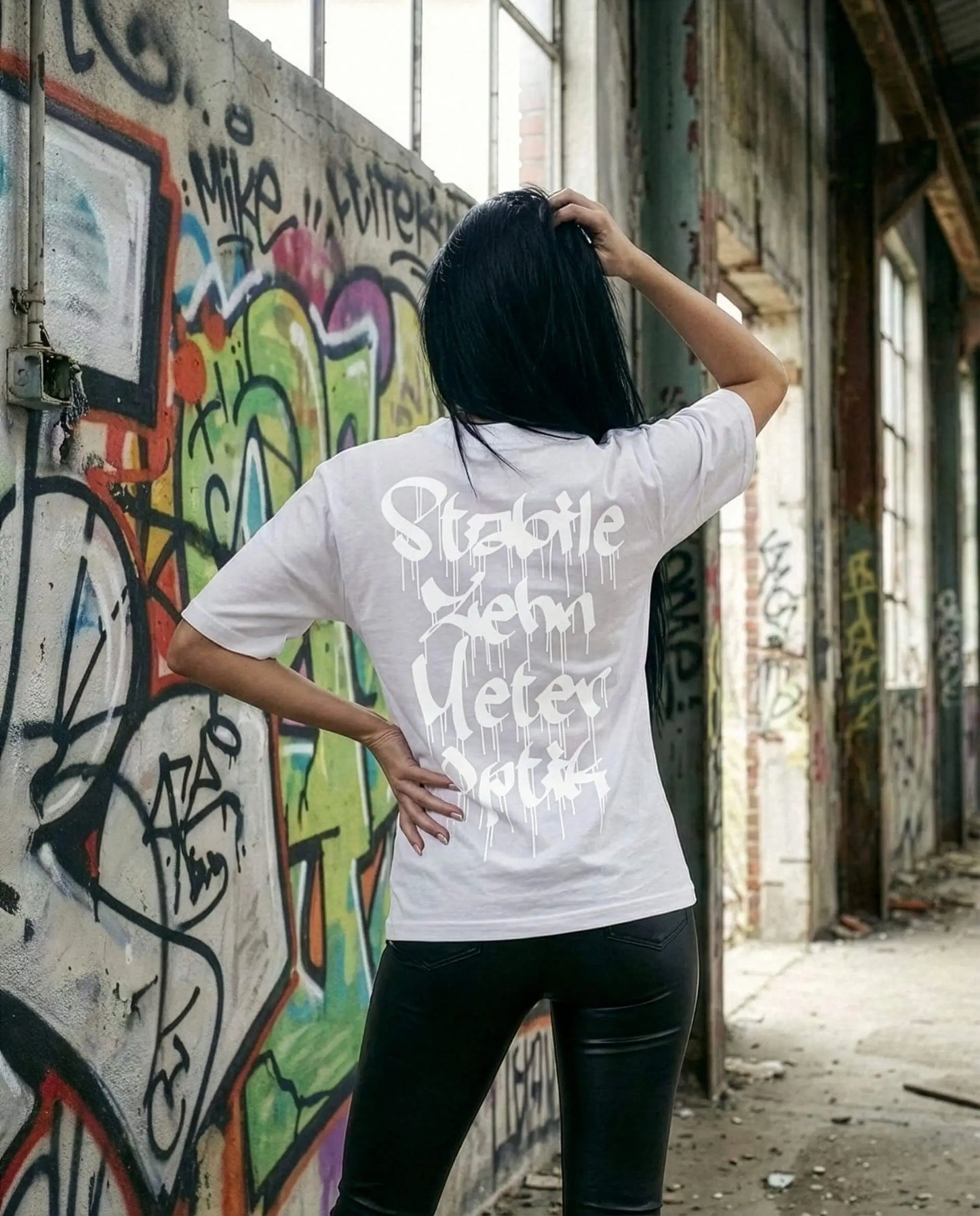 SZMO Stabile Zehn Meter Optik T-Shirt Weiß Spruch Tuning Rückansicht