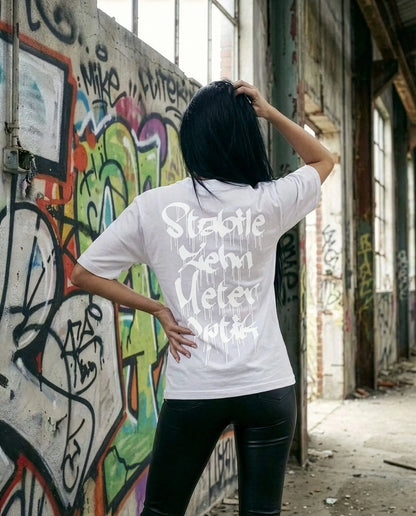 SZMO Stabile Zehn Meter Optik T-Shirt Weiß Spruch Tuning Rückansicht