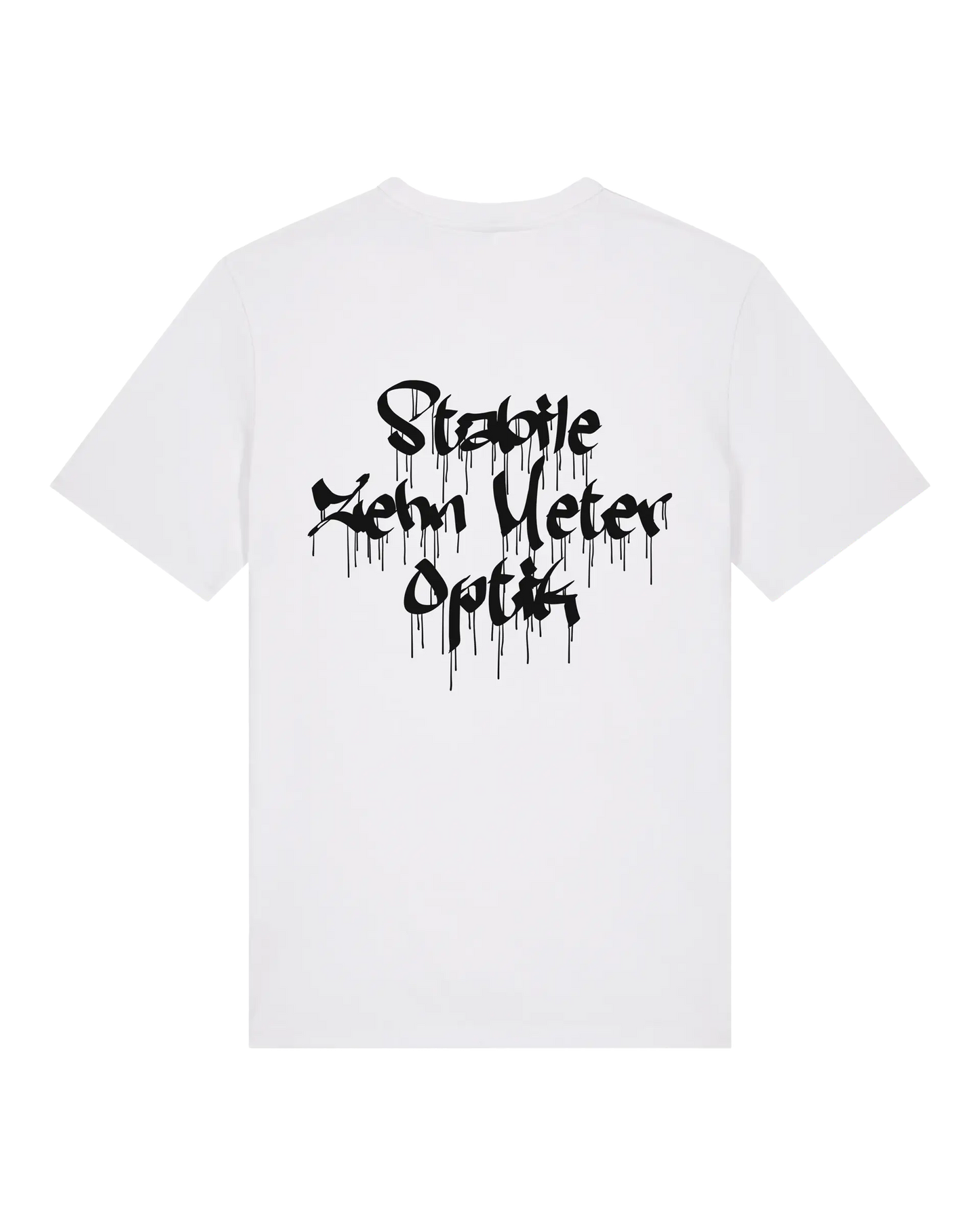 SZMO Stabile Zehn Meter Optik T-Shirt Weiß Schwarz Spruch Tuning Rückansicht Detail