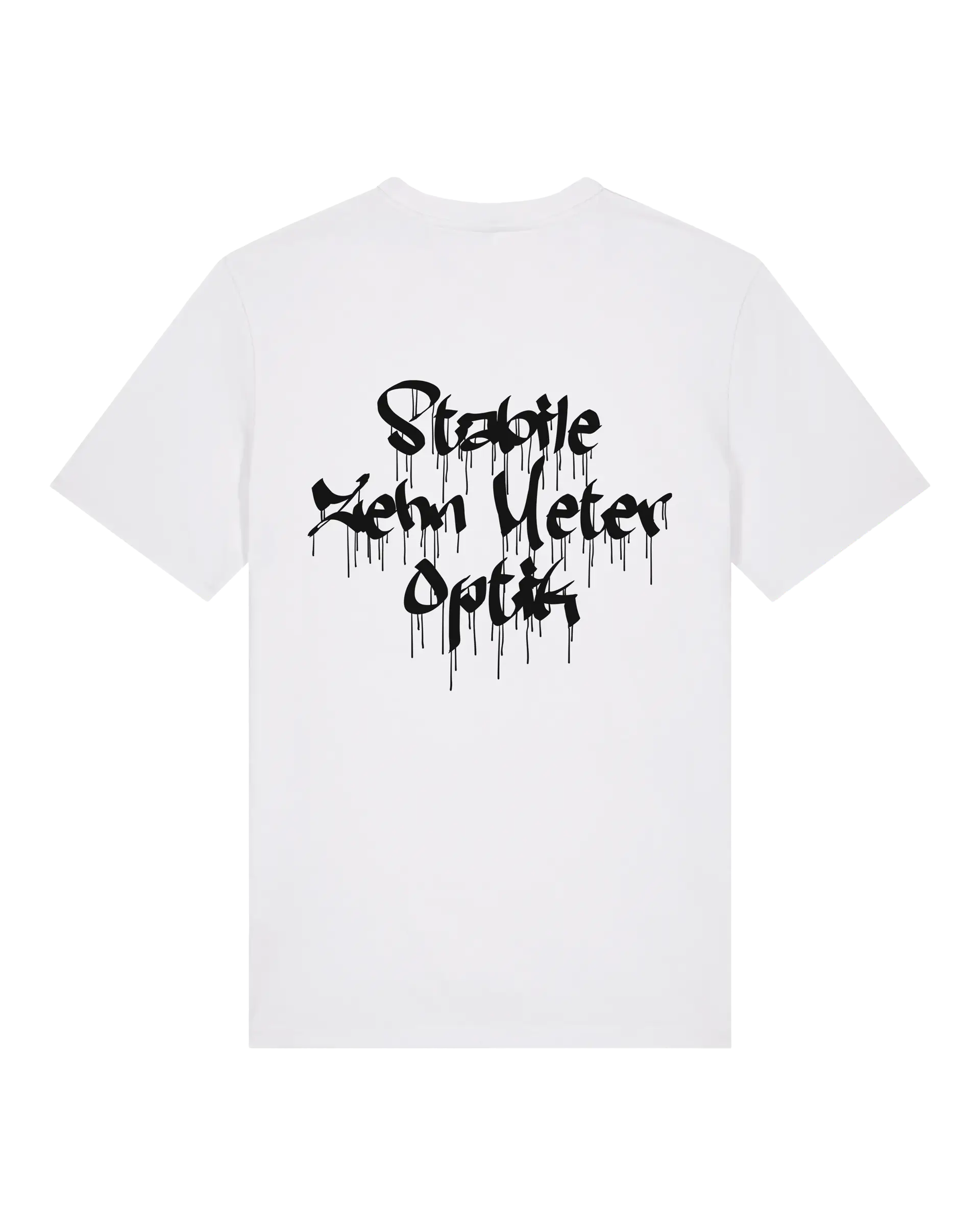 SZMO Stabile Zehn Meter Optik T-Shirt Weiß Schwarz Spruch Tuning Rückansicht Detail