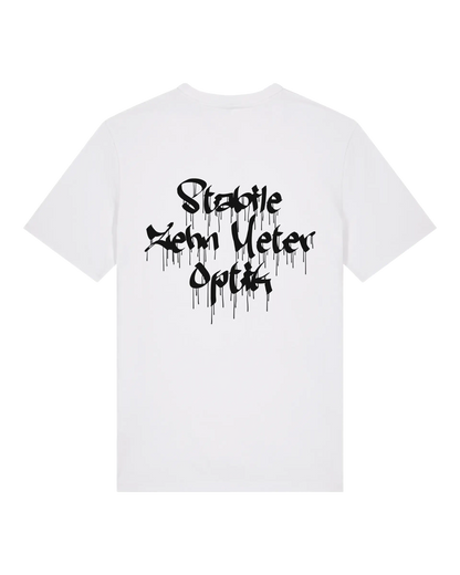 SZMO Stabile Zehn Meter Optik T-Shirt Weiß Schwarz Spruch Tuning Rückansicht Detail