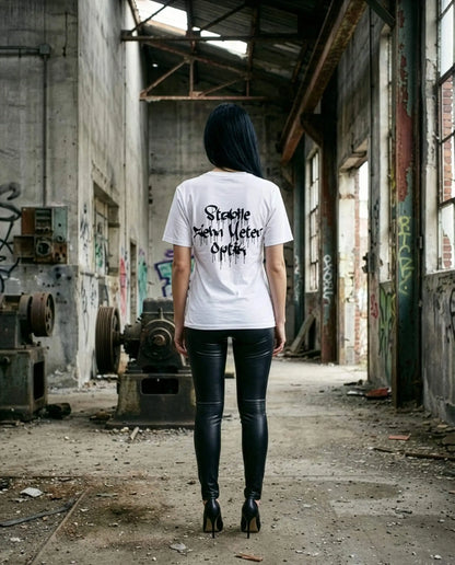 SZMO Stabile Zehn Meter Optik T-Shirt Weiß Schwarz Spruch Tuning Rückansicht