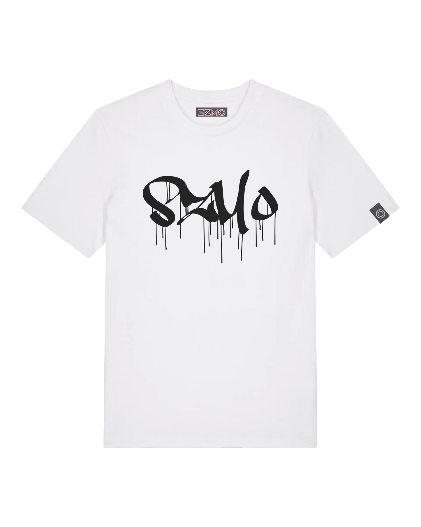 SZMO Stabile Zehn Meter Optik T-Shirt Weiß Schwarz Spruch Tuning Vorderansicht Detail