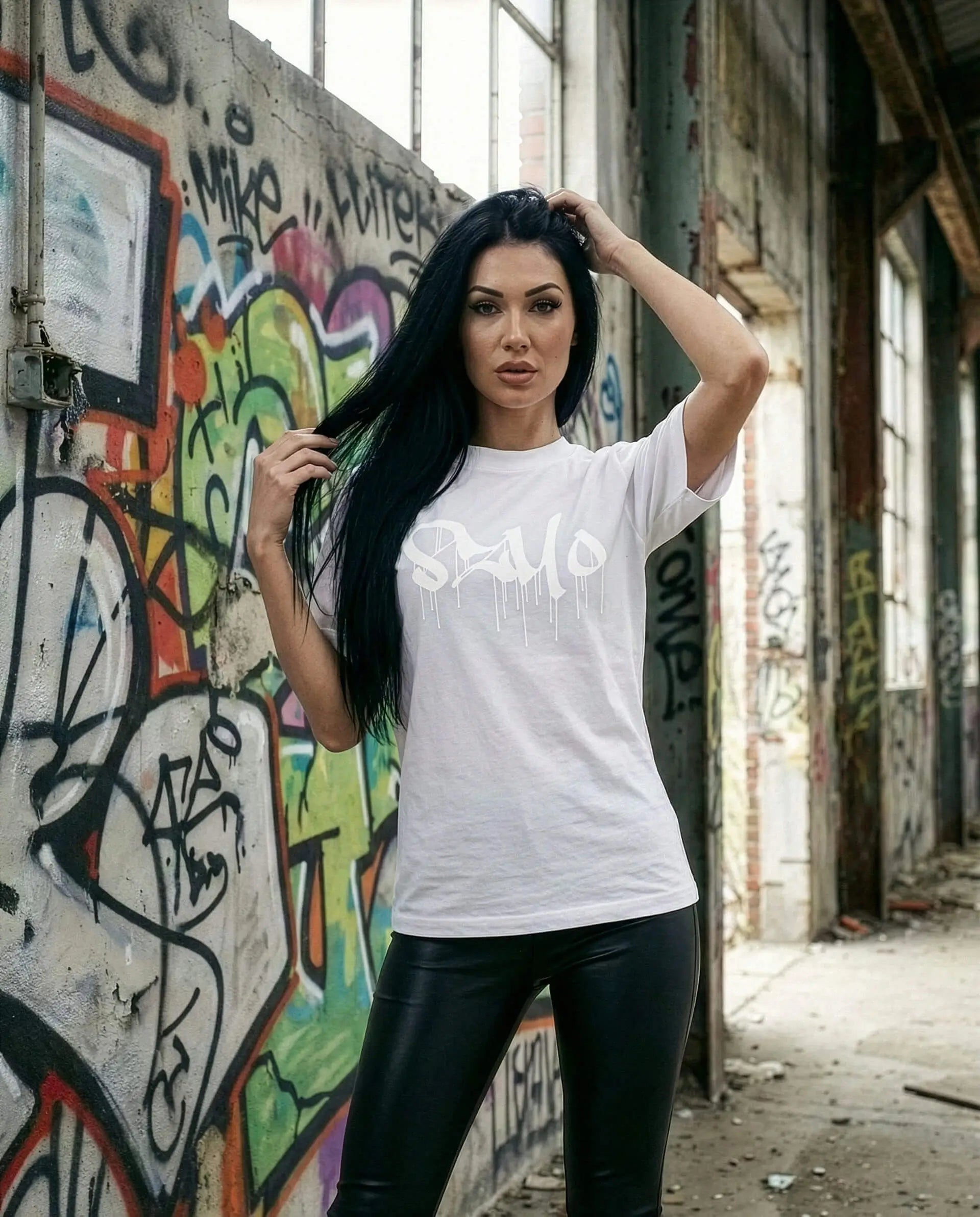 SZMO Stabile Zehn Meter Optik T-Shirt Weiß Spruch Tuning Vorderansicht