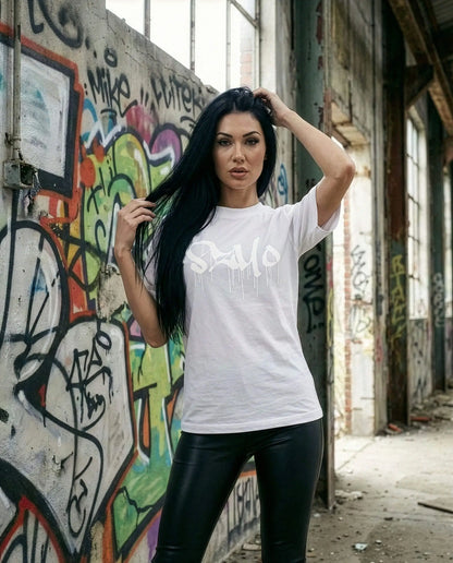 SZMO Stabile Zehn Meter Optik T-Shirt Weiß Spruch Tuning Vorderansicht