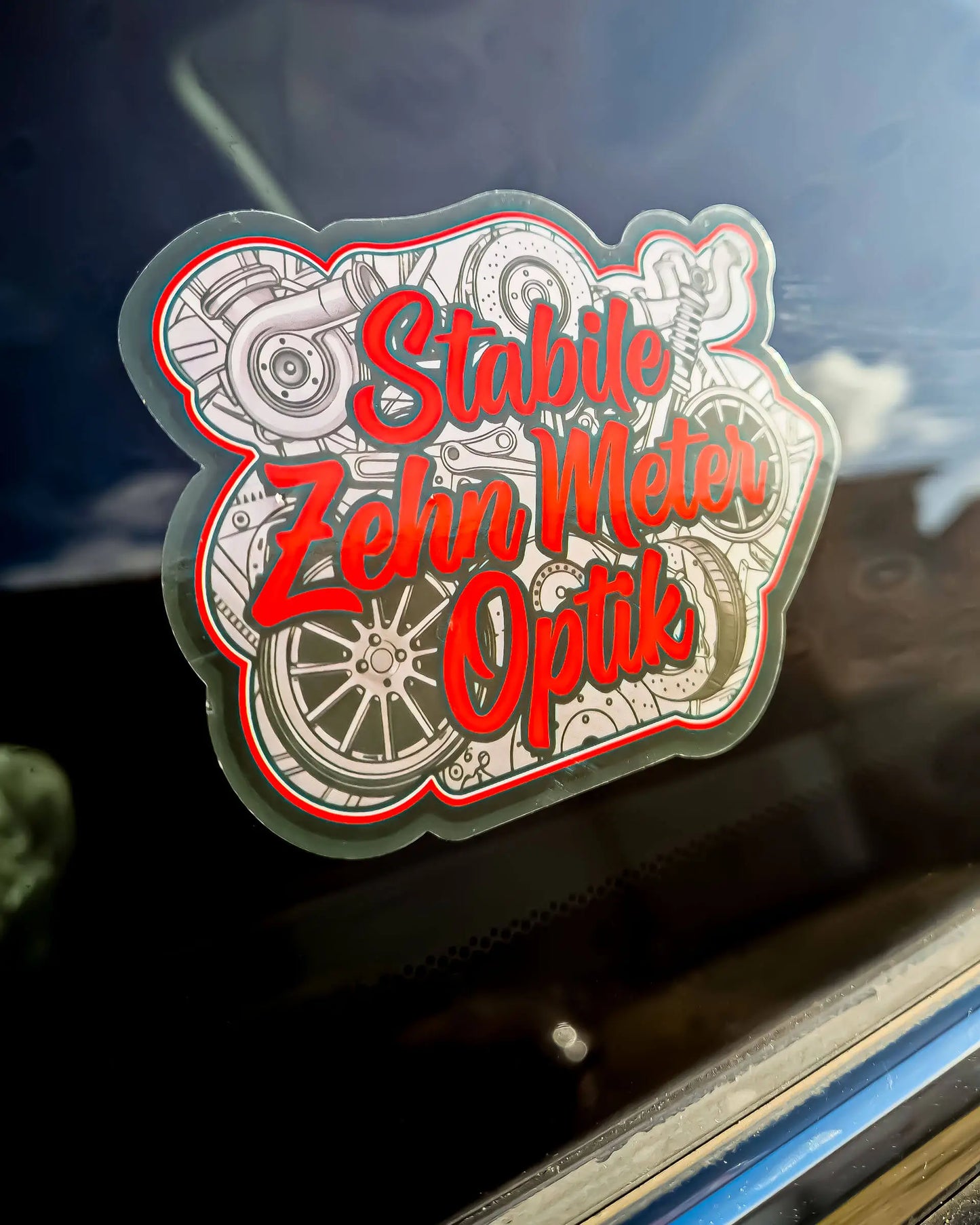 SZMO - Stabile Zehn Meter Optik Sticker Tech Style Schwarz Rot Tuning Turbo Felgen