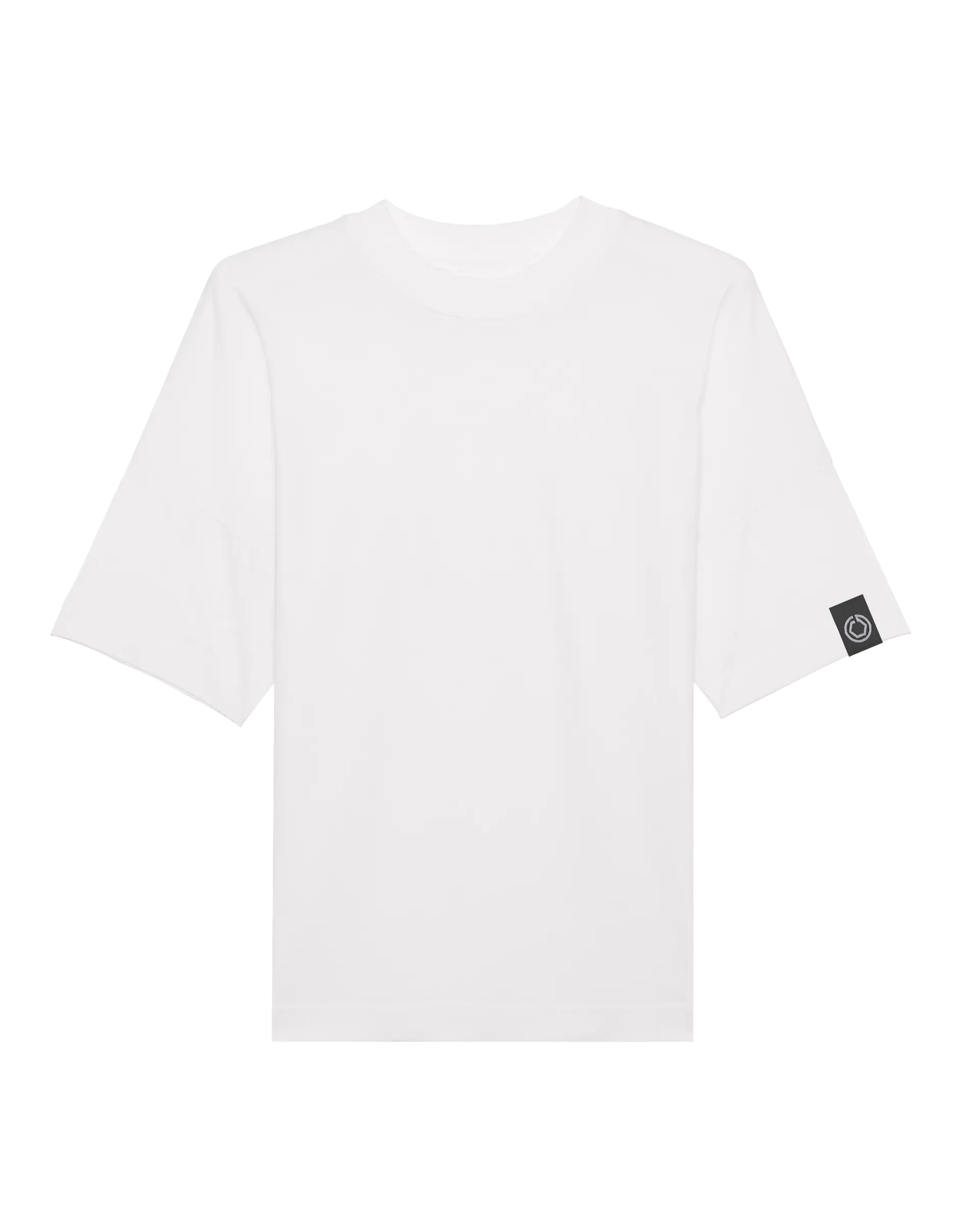 SZMO Logo T-Shirt Weiß Multicolor Backprint Oversize Vorderansicht Detail