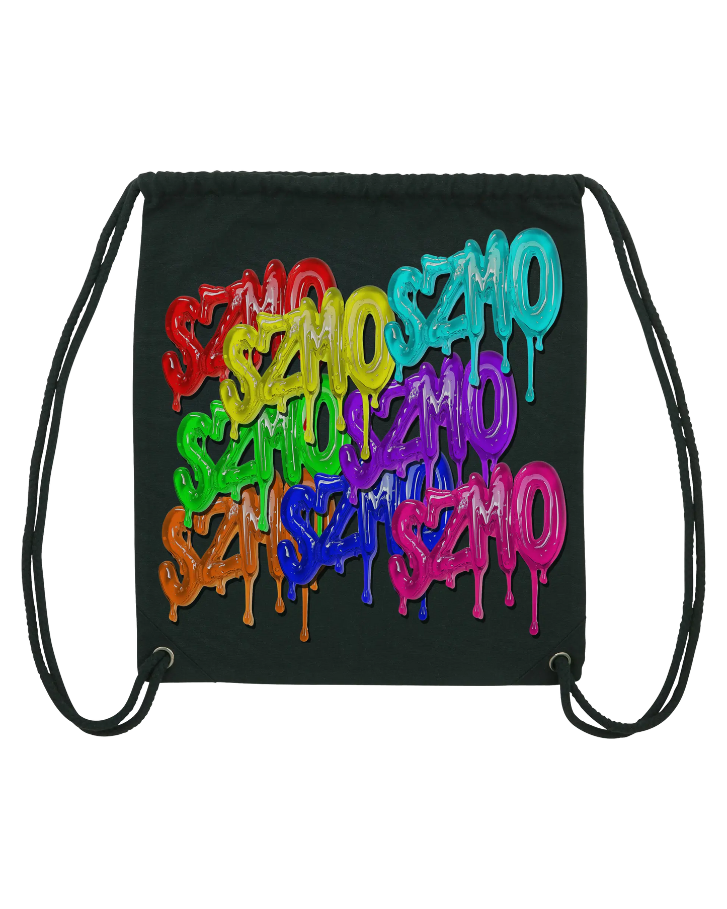 SZMO Turnbeutel Rückentüte Acryl Design Bunt Streetwear Vorderansicht Detail