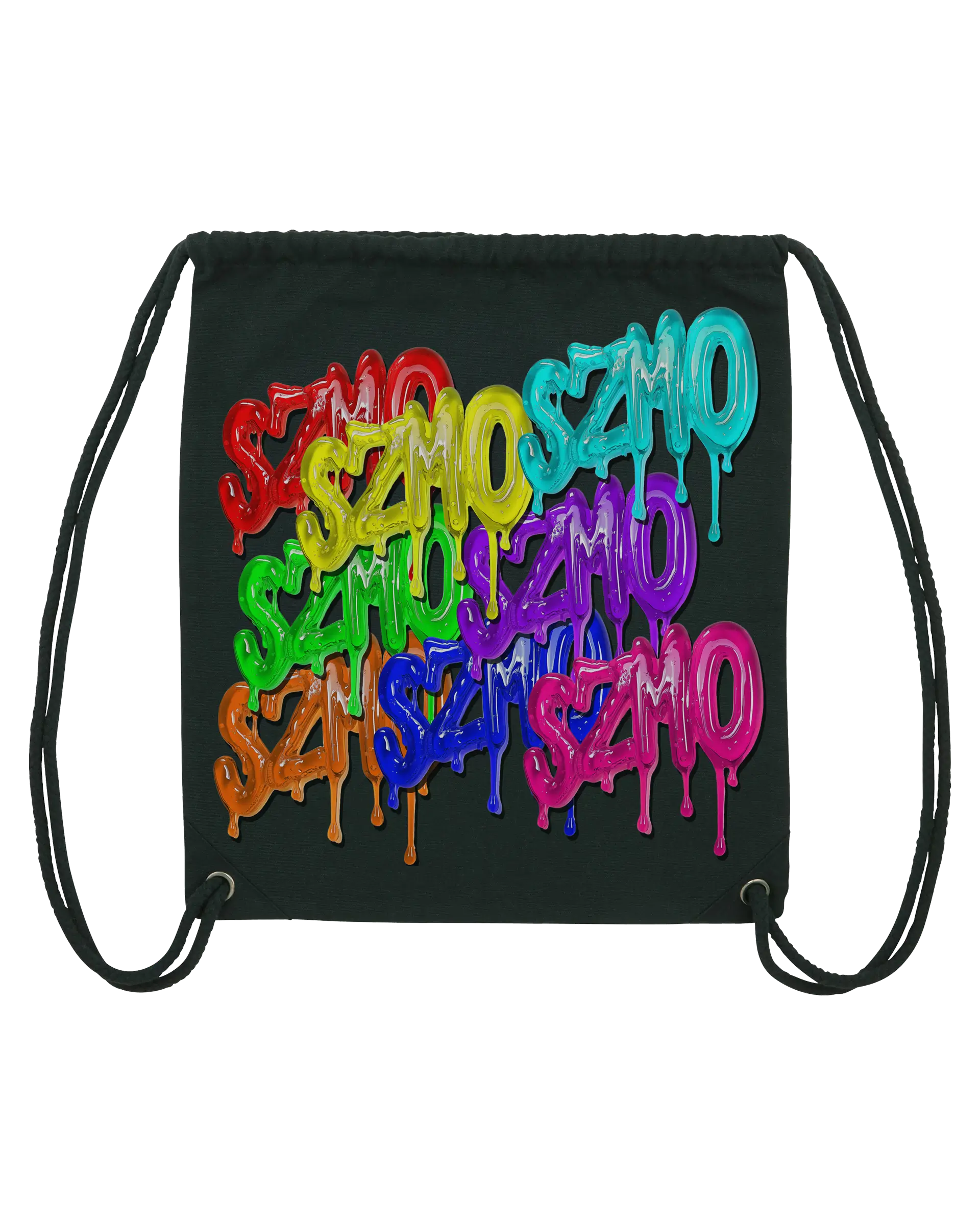 SZMO Turnbeutel Rückentüte Acryl Design Bunt Streetwear Vorderansicht Detail