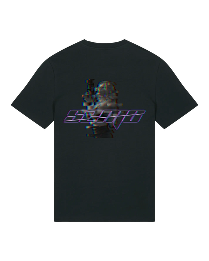 SZMO Glitch Design T-Shirt Modern Art Automotive Fashion Rückansicht Detail